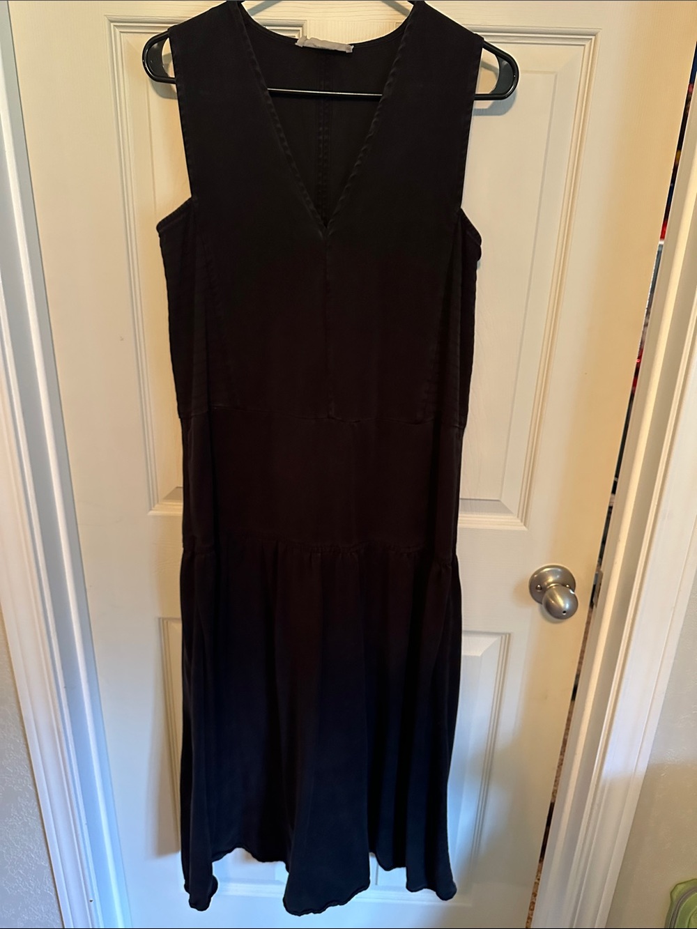 Everlane Black Sleeveless Tencel V-Neck Maxi Dress